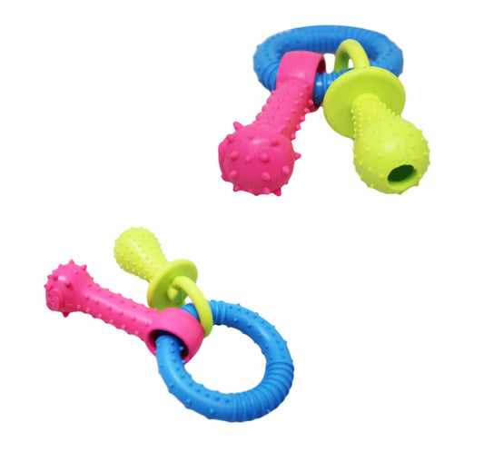 Pet Dog Chewing Toy Dummy Ring with Bone Assorted Colours 1817 (Parcel Rate)