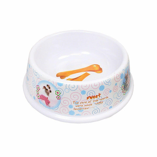 Plastic Dog Feeding Bowl With Printed Dog Bone Pets 17cm x 8cm 0069 (Parcel Rate)