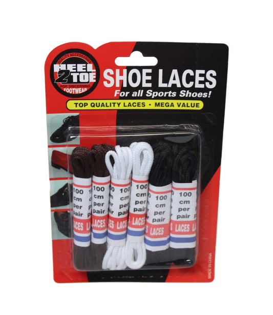 Extra Shoe Laces 100 cm Pack of 6 Assorted Colours 6020 (Parcel Rate)