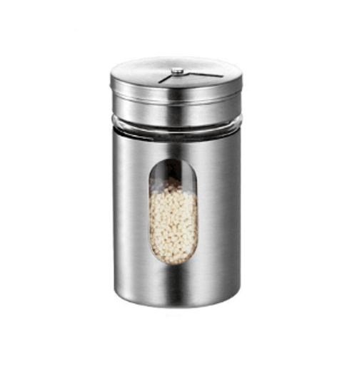 Stainless Steel Glass Salt Pepper Spice Jar 8 x 5cm 7019 A (Parcel Rate)
