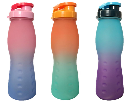 Plastic Water Drinking Bottle Ombre Design 24 x 7.5 cm Assorted Colours 7227 (Parcel Rate)