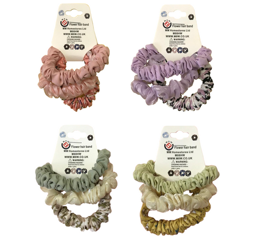 Hair Bobble Elastic Tie Pack of 3 Assorted Colours 9975 (Parcel Rate)