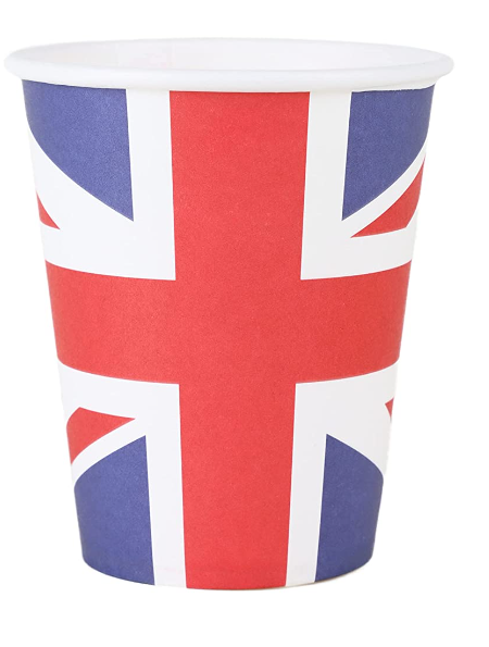 Coronation "His Majesty King Charles III" Traditional Union Jack Paper Cups Pack of 8 821603 (Parcel Rate)