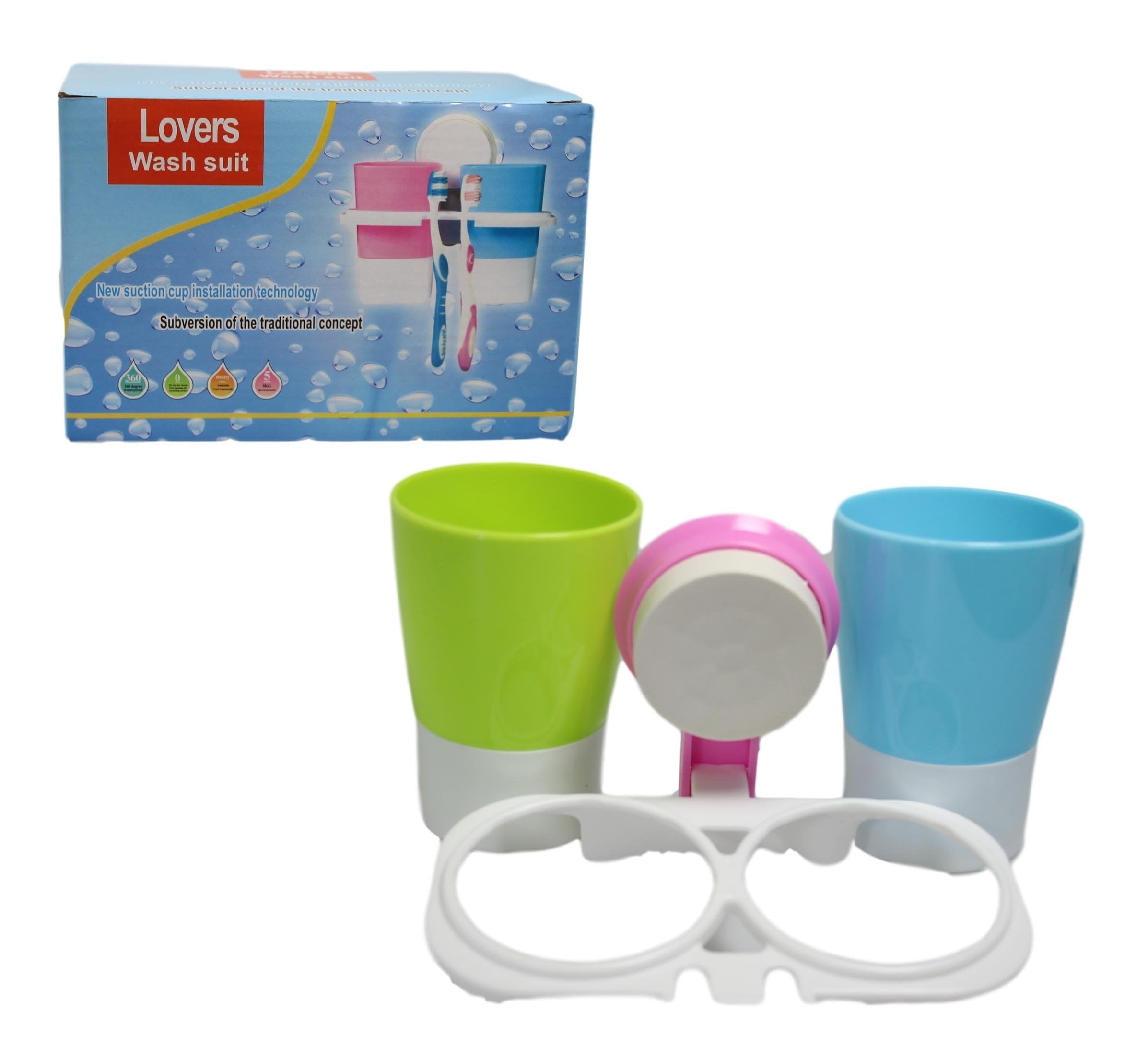 Bathroom Suction Complete Toiletry Care Cup Holder Suction Multi Coloured  5194 (Parcel Rate)