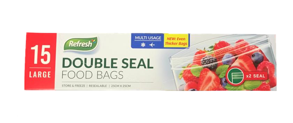 Large Double Seal Press Food Storage Bags 25 x 25 cm Pack of 15 FDPR2 (Parcel Rate)