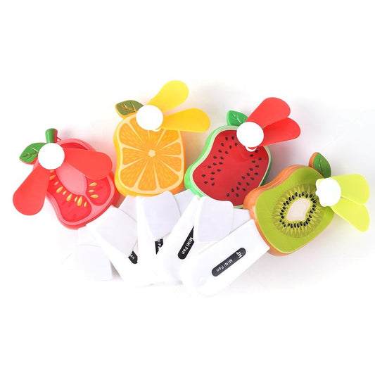 Mini Hand Pressure Fan Fruit Shape 13.5 cm Assorted Designs 7149 (Parcel Rate)
