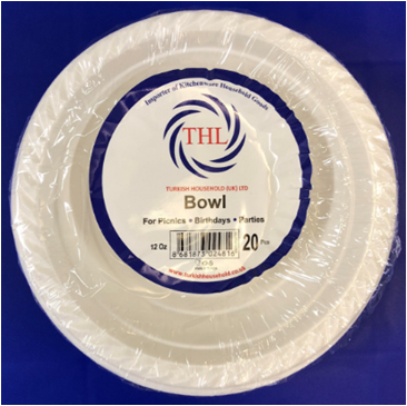 12oz Disposable White Plastic Soup Bowls Pack of 20 THL2481 (Parcel Rate)