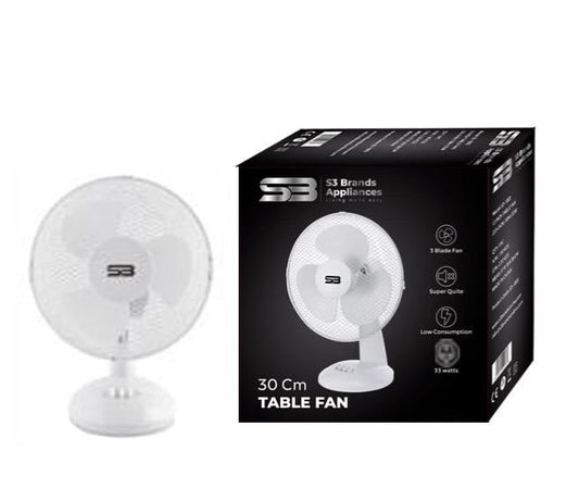 12 Inch White Table Fan S31003 / F12 (Parcel Rate)