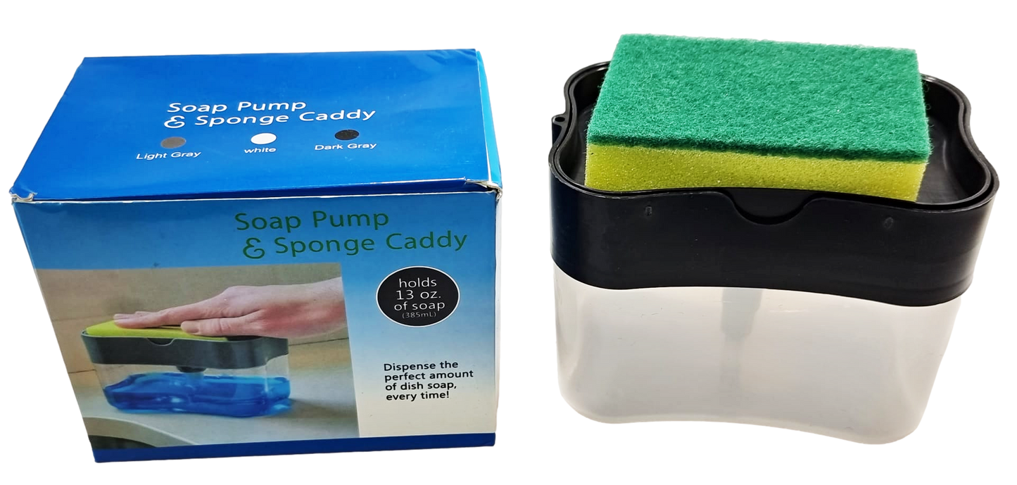 2-In-1 Counter Top Sink Soap Dispenser and Sponge Holder Caddy 15 x 12 x 9.5 cm 6641 (Parcel Rate)