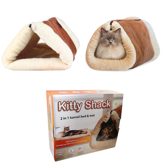 Pet Cat Soft Kitty Shack 2 In 1 Tunnel Bed and Mat 5120 A (Parcel Rate)