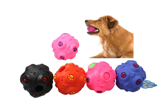 Pet Dog Toy Ball with Sound Assorted Colours 5188 (Parcel Rate)