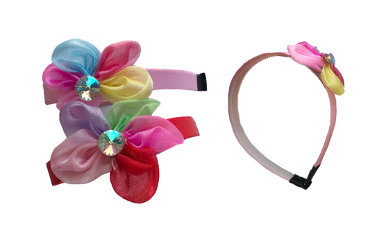 Children's Girl's Hair Head Band with Flower Decoration Assorted Colours 2320 (Parcel Rate)