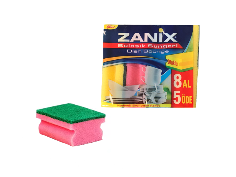 Kitchen Cleaning Hand Grip Sponges 8 x 6 x 4.5 cm Pack of 8 2832 (Parcel Rate)
