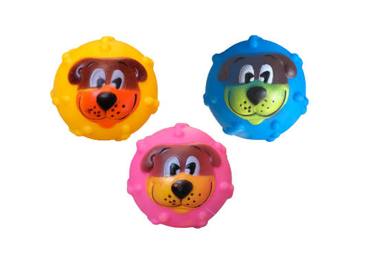 Pet Dog Toy Squeaky Rugby Ball 6 cm Assorted Colours 6545 (parcel rate)
