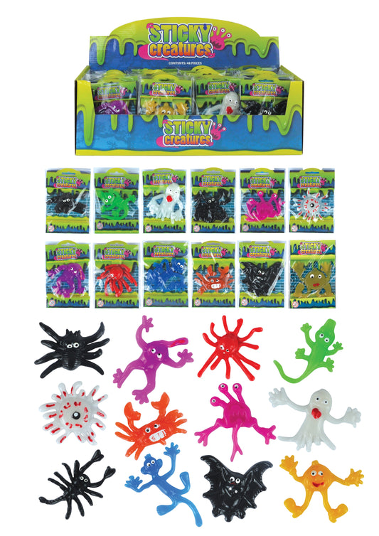 Children's Sticky Creatures Splatter Toys 9-11cm Assorted Designs T51119 (Parcel Rate)