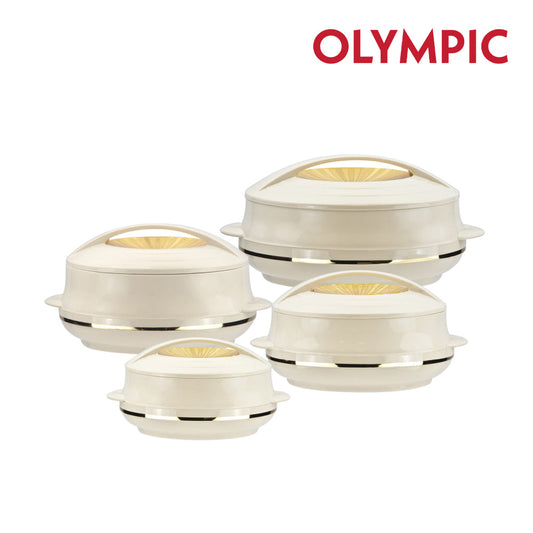 SQ Professional Olympic Insulated Hot Pot Set of 4 0.8L - 1.2L - 1.6L - 2.5L Beige Gold 2746 (Big Parcel Rate)
