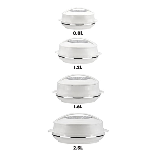 SQ Professional Olympic Insulated Hot Pot Set of 4 0.8L - 1.2L - 1.6L - 2.5L White Silver 2747 (Big Parcel Rate)