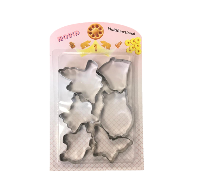 Metal Baking Cookie Cutters Moulds Pack of 6 Assorted Shapes 7063 (Parcel Rate)