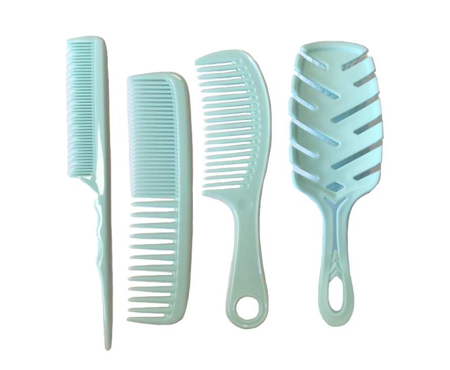 Plastic Hair Brush Comb Set 23 cm Set of 4 Assorted Colours 7388 (Parcel Rate)