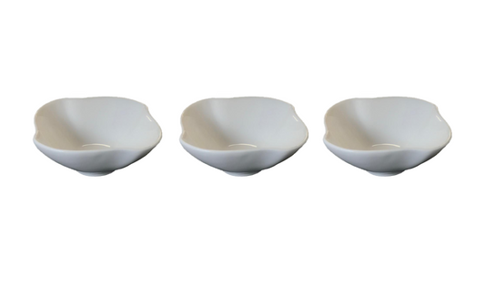 Small Porcelain Appetiser Sauce Dish Bowl 7 cm Pack of 3 Assorted Designs 7524 (Parcel Plus Rate