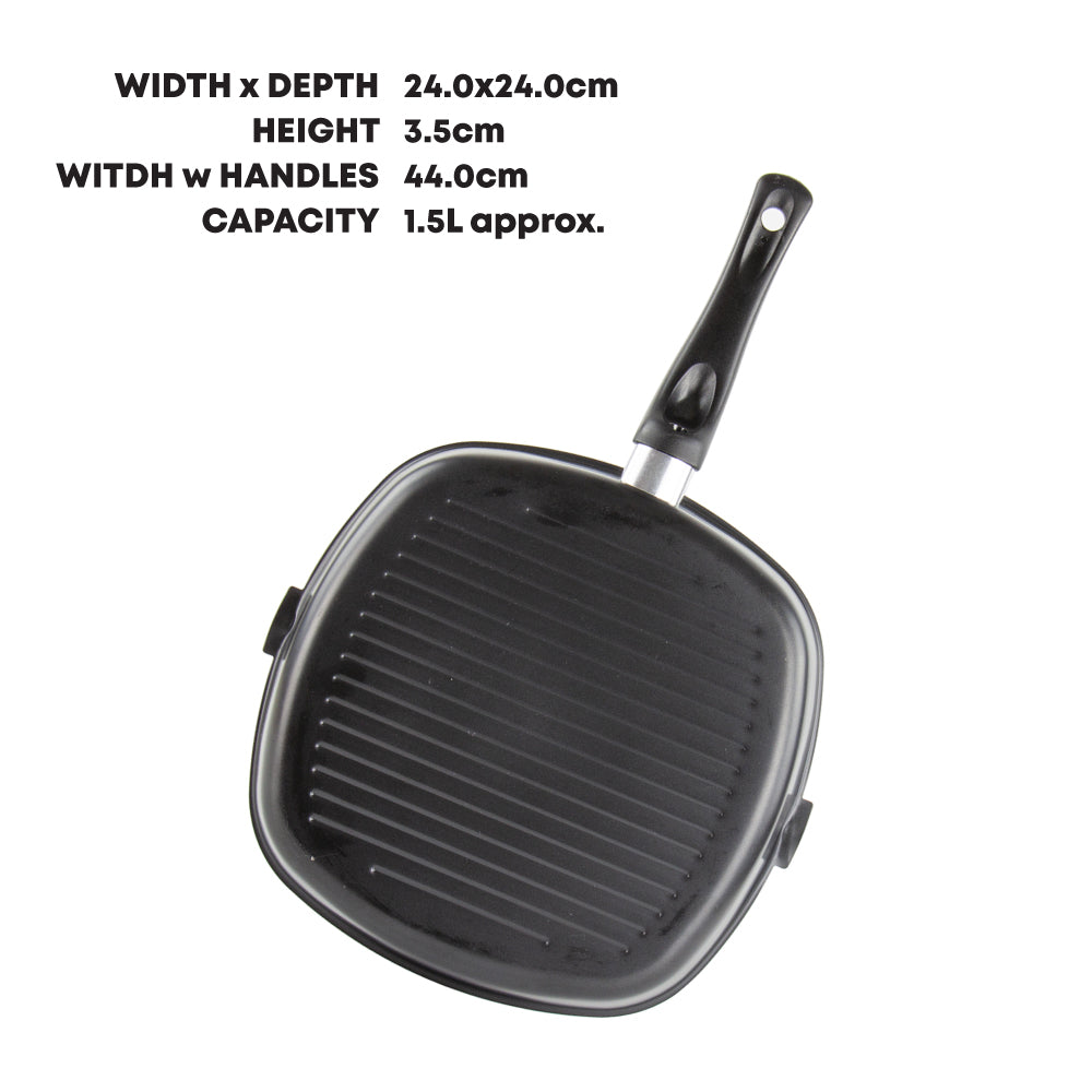 SQ Professional Ultimate Carbon Steel Non Stick Grill Pan Square 24 cm 8540 (Parcel Rate)