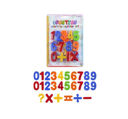 Magnetic Alphabet Numbers 0 - 9 Set 4cm 26 Pieces Assorted Colours L79111 (Parcel Rate)
