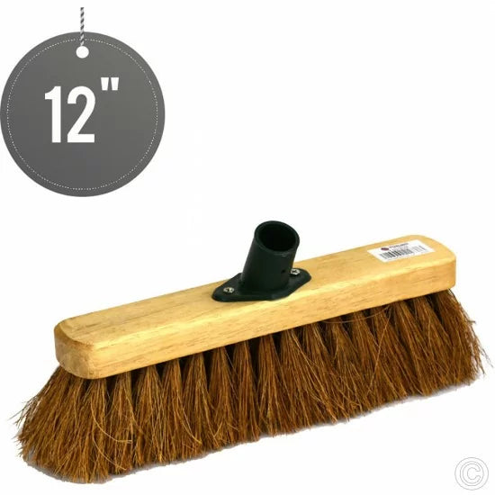 12" Soft Coco Garden Wooden Broom Brush Head ST1637 (Parcel Rate)