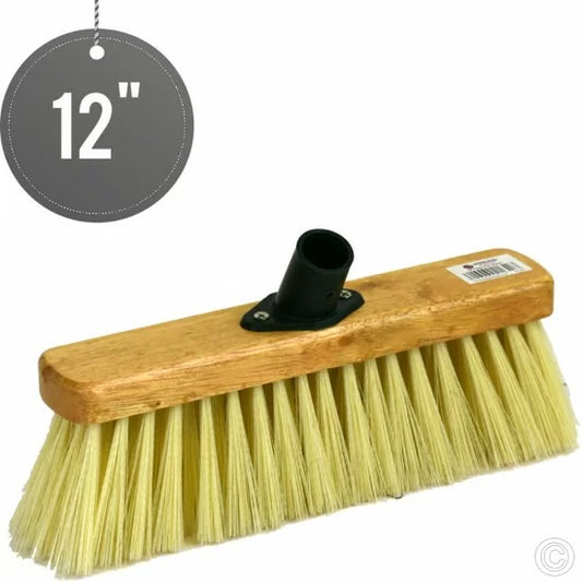 12 Inch Soft Cream PVC Bristle Brush Broom Head ST1640 (Parcel Rate)