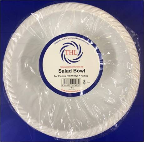 Reusable White Plastic Salad Bowls 22 x 9cm  Pack of 8 THL2507 (Parcel Rate)