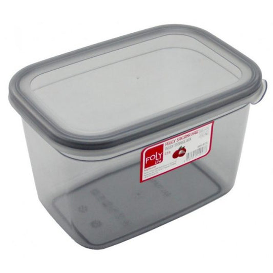 Poli Food Storage Container Box Black Grey Plastic 2.3 Litre 20 x 13 cm BNM0278 (Parcel Rate)