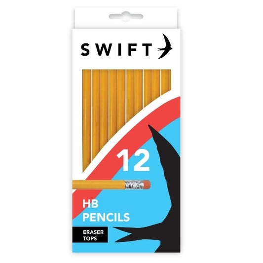 12 Pack HB Pencils With Eraser Tops Students Home P3081 (Parcel Rate)