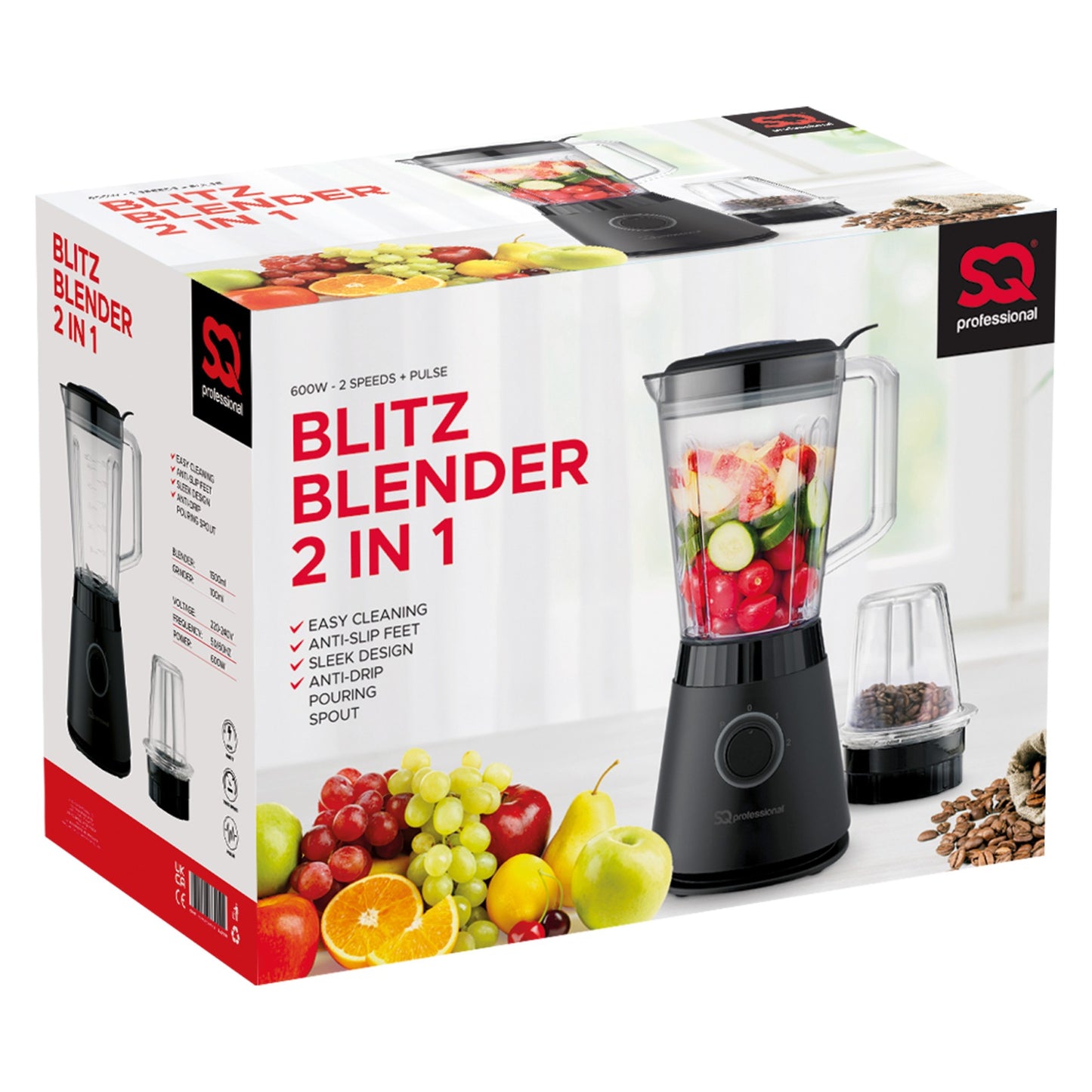 SQ Professional Blitz Blender & Grinder 2 in 1 Black 600W 10957 A (Parcel Rate)