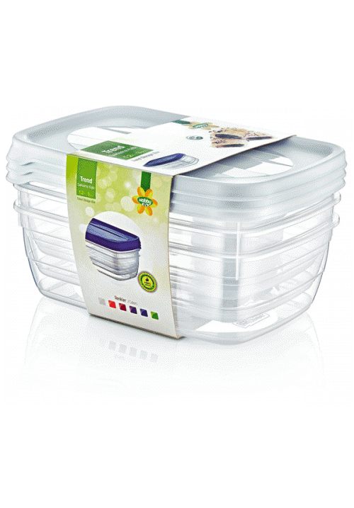 3Pc Trend Rectangular Food Storage Container Saver 1.2 Litre 021016 (Parcel Rate)