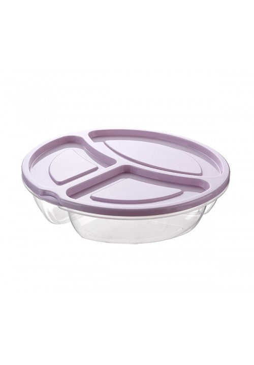 Hobby Smart Round 3 Divided Food Storage Container 0.6LT Assorted Colours021384 (Parcel Rate)