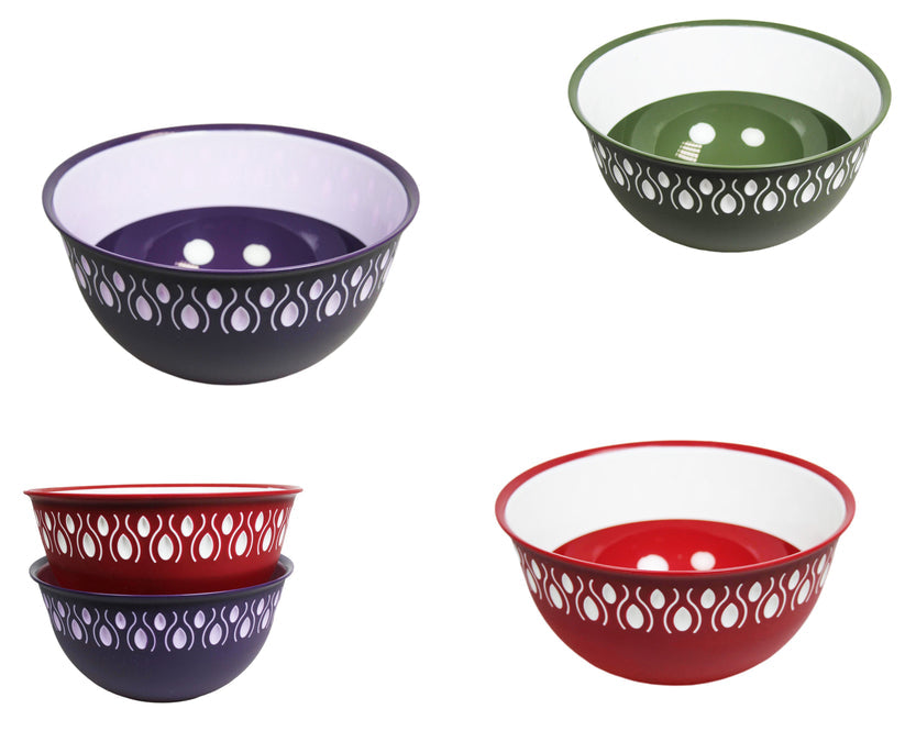 Kitchen Food Bowl with Pattern Design Plastic 20 x 10 cm Assorted Colours BNM0155 (Parcel Rate)