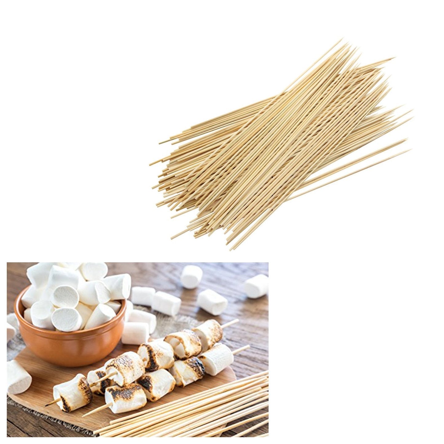 26cm Original BBQ Bamboo Skewer Sticks Perfect For Cocktails Kebabs Grills Fruit Marshmallows  0307 (Parcel Rate)