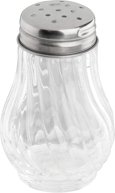 Clear Ribbed Glass Sugar Spices Cheese Jar Dispenser 10 x 5 cm 0469 (Parcel Rate)