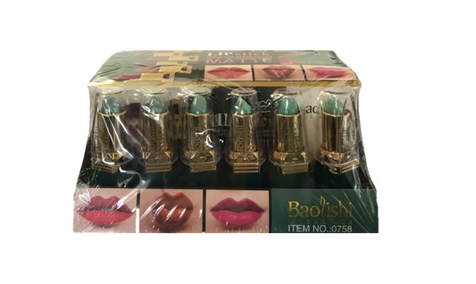 Baolishi Lipstick Assorted Colours Box of 24 0758 (Parcel Rate)