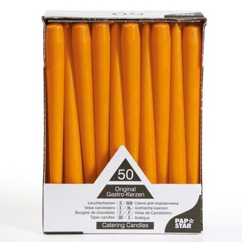 50 Orange Taper Candles 250mm 10393 (Parcel Rate)