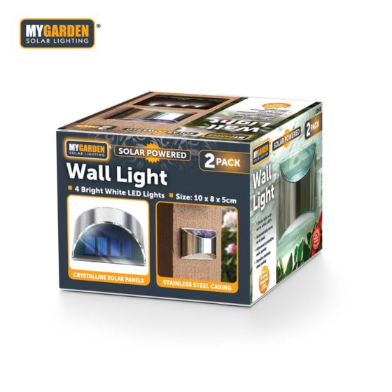 Garden Solar Powered Wall Light 2pk 10 x 8 x 5 cm 1048 (Parcel rate)
