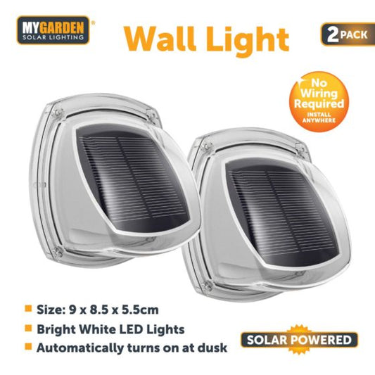 Garden Solar Powered Wall Light 2 Pack 9 x 8.5 x 5.5 cm 1058 (Parcel Rate)