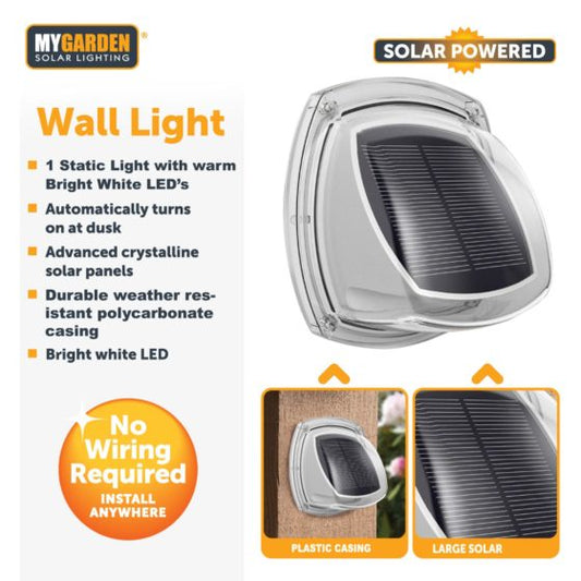 Garden Solar Powered Wall Light 2 Pack 9 x 8.5 x 5.5 cm 1058 (Parcel Rate)