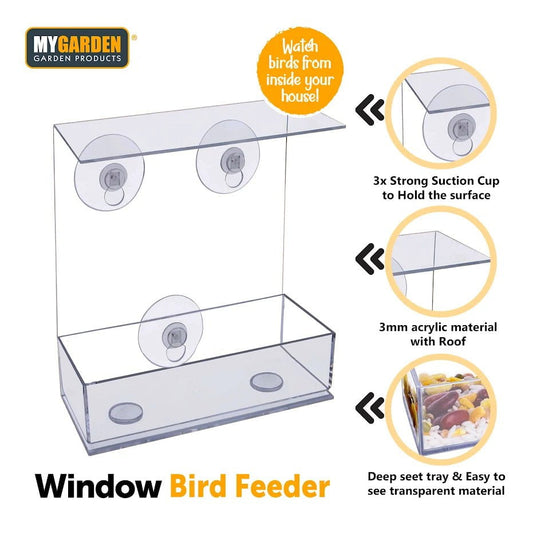 Plastic Window Bird Feeder 15.2 x 6.7 x 16.5 cm 1179 (Parcel Rate)
