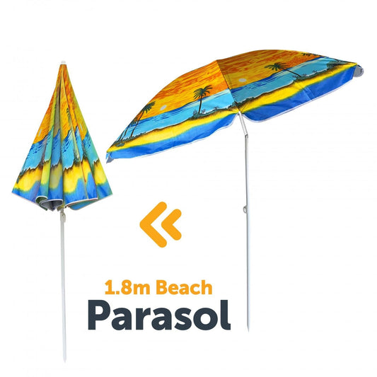 Sunshade 1.8m Parasol Palm Trees & Boat Mixed 1207 (Big Parcel Rate)