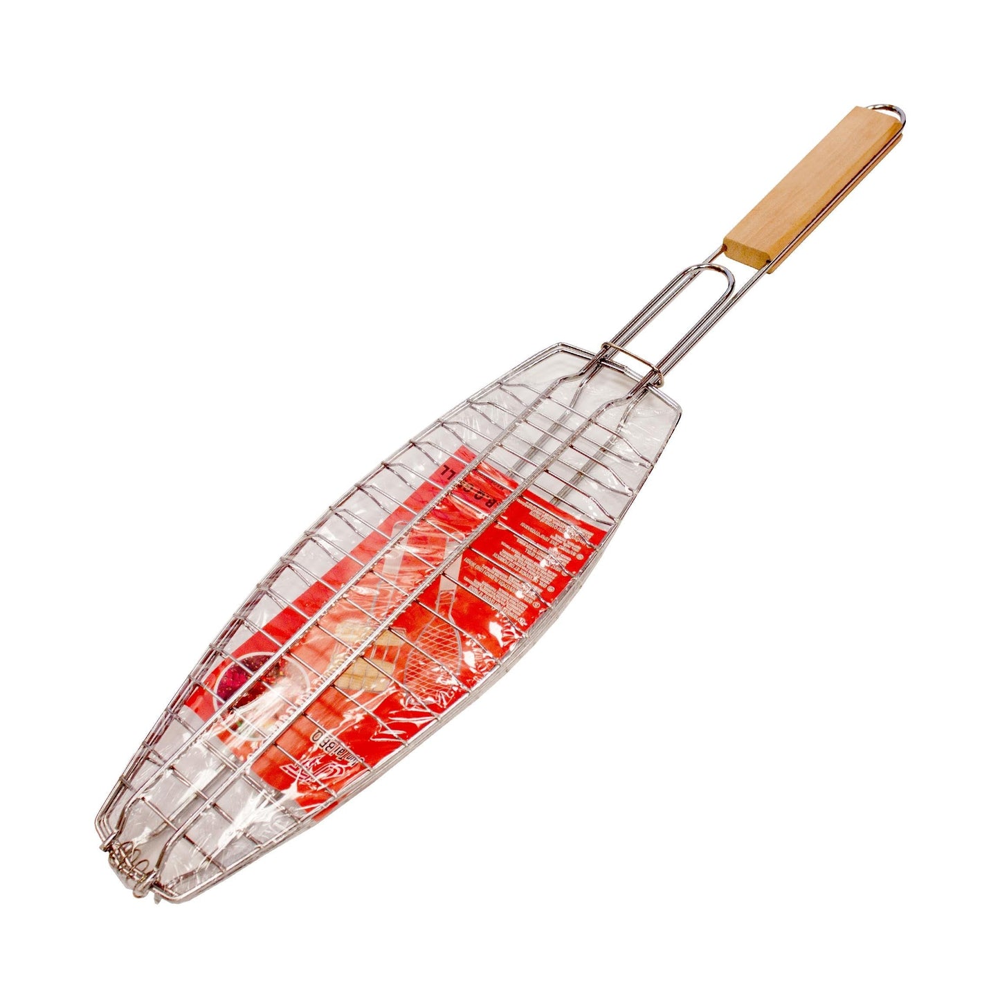 BBQ Metal Meat Fish Roasting Grilling Basket with Wooden Handle 15 x 43 cm 1243 / 9997 (Parcel Rate)