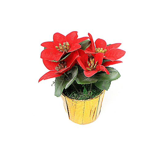 Small Plastic Christmas Poinsettia Flower Pot 1244 (Parcel Rate)