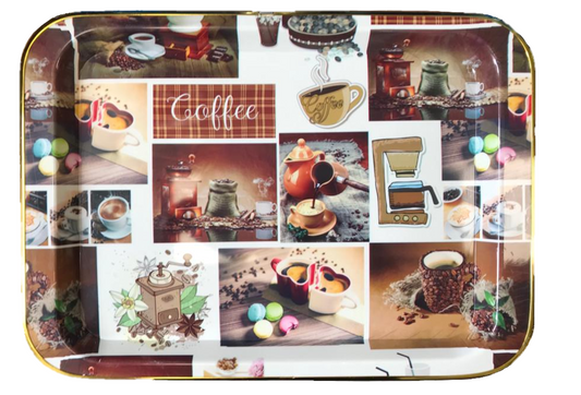 Plastic Rectangle Coffee Serving Tray 45 x 32 cm Assorted Designs 1390 (Parcel Rate)