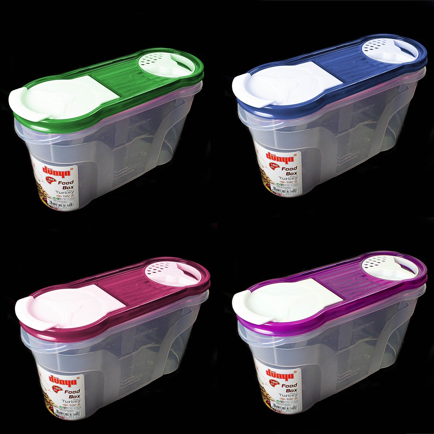 1400ml Cereal Storage Container Dry Food Container 4 Colour D30312 (Parcel Rate)