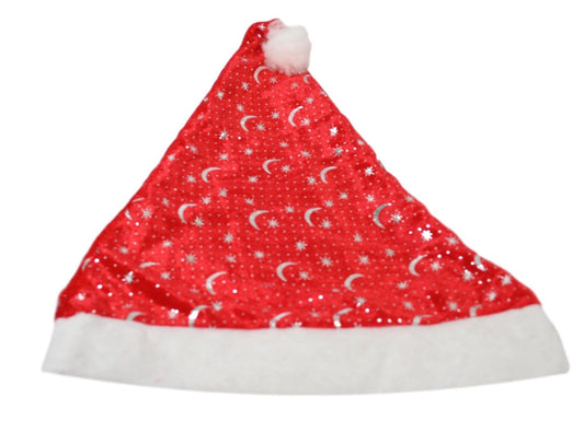 Festive Moon Star Christmas Santa Hat Red Traditional Fancy Xmas Hat 1 Size 1433 (Large Letter Rate)