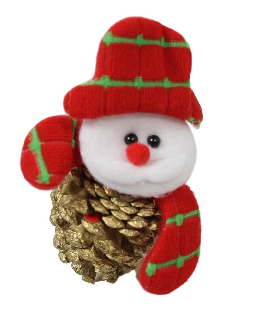 Christmas Tree Felt Decoration Snowman with Pinecone 12 cm Assorted Colours 1454 (Parcel Rate)